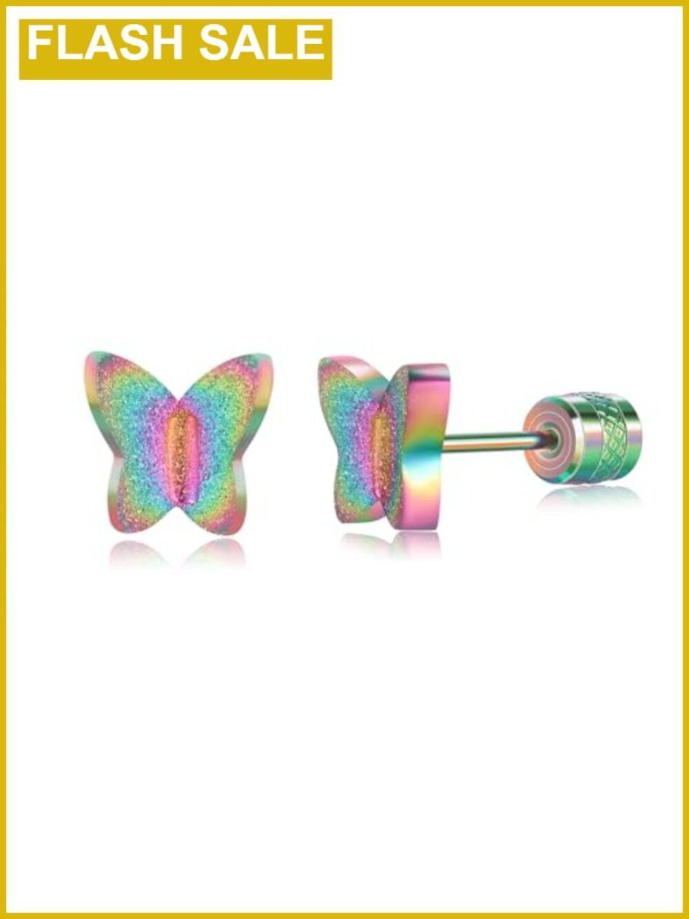 Surgical Stainless Steel Butterfly Screw Back Stud Earrings Hypoallergenic